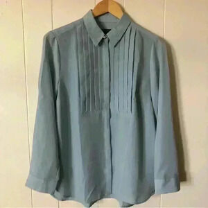 Talbots Hidden Closure Pleat Detail Front Polyester Top Blouse Size MP